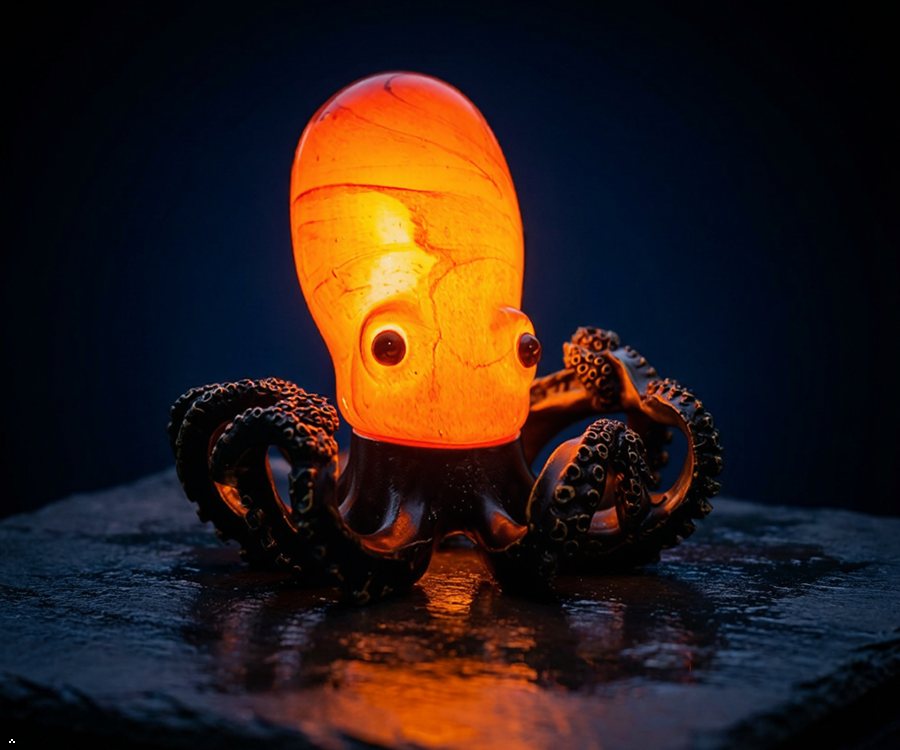 Aotmkj Octopus Lamp, Unique Bronze Resin Suction Cup Texture